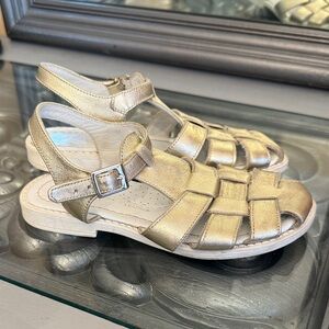 Little Eric 13.5 Shiny Silver Buckle Fisherman Genuine Italian Leather Sandals